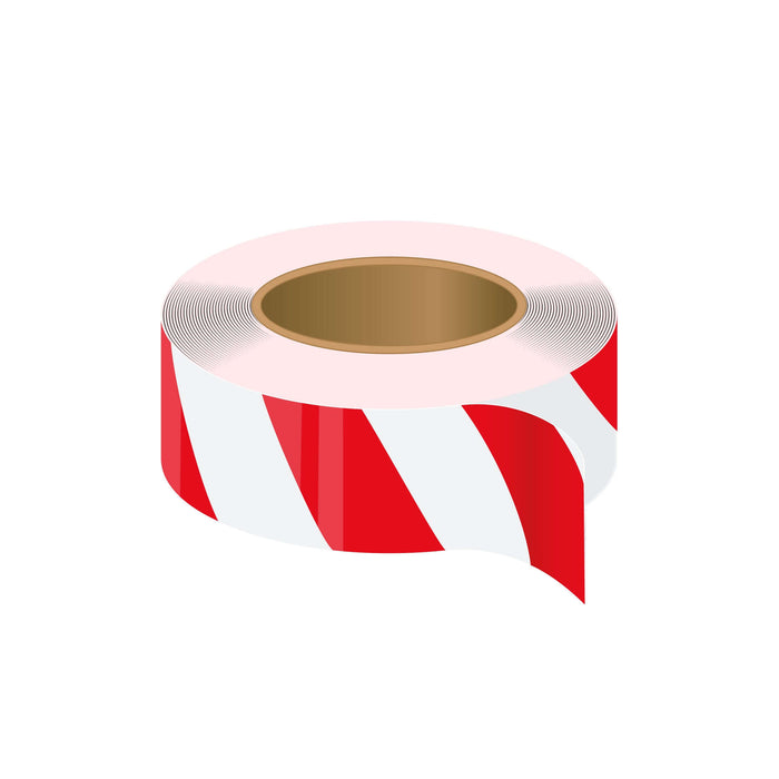 RED AND WHITE HAZARD TAPE SELF ADHESIVE 48MM X 33M (36 ROLLS PER BOX)