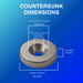 Image of Nickel coated countersunk magnet with magnet dimensions on a blue background
Magnet Diameter 10mm
Thickness 5mm
Pilot hole diameter 3.2mm
Countersunk diameter 6.4mm