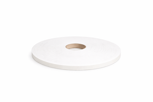 Roll of white foam tape with a white background
