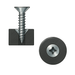 Illustration of countersunk magnet with a countersunk metal screw in the countersunk hole on a white background