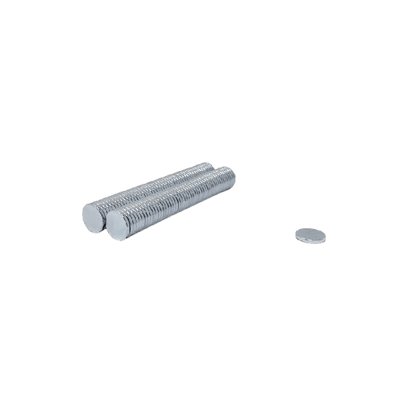 Two horizontal stack of neodymium disc magnets N42 strength